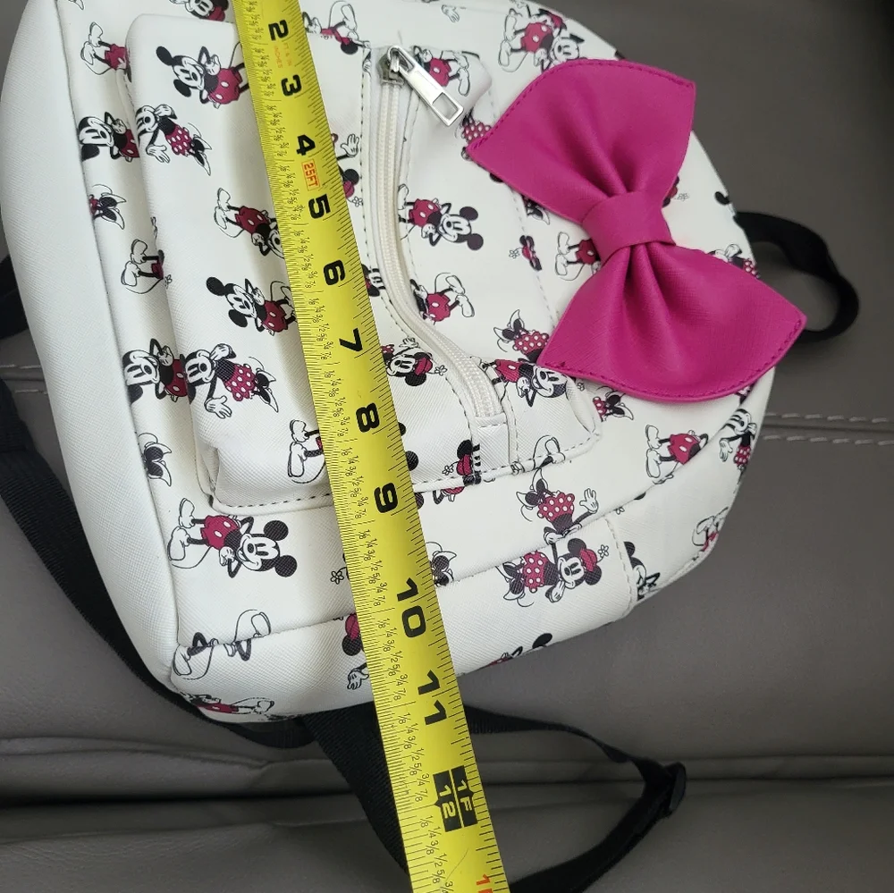 Disney Minnie Mouse Small Kids Ear Backpack‎ Purple Bow Off White